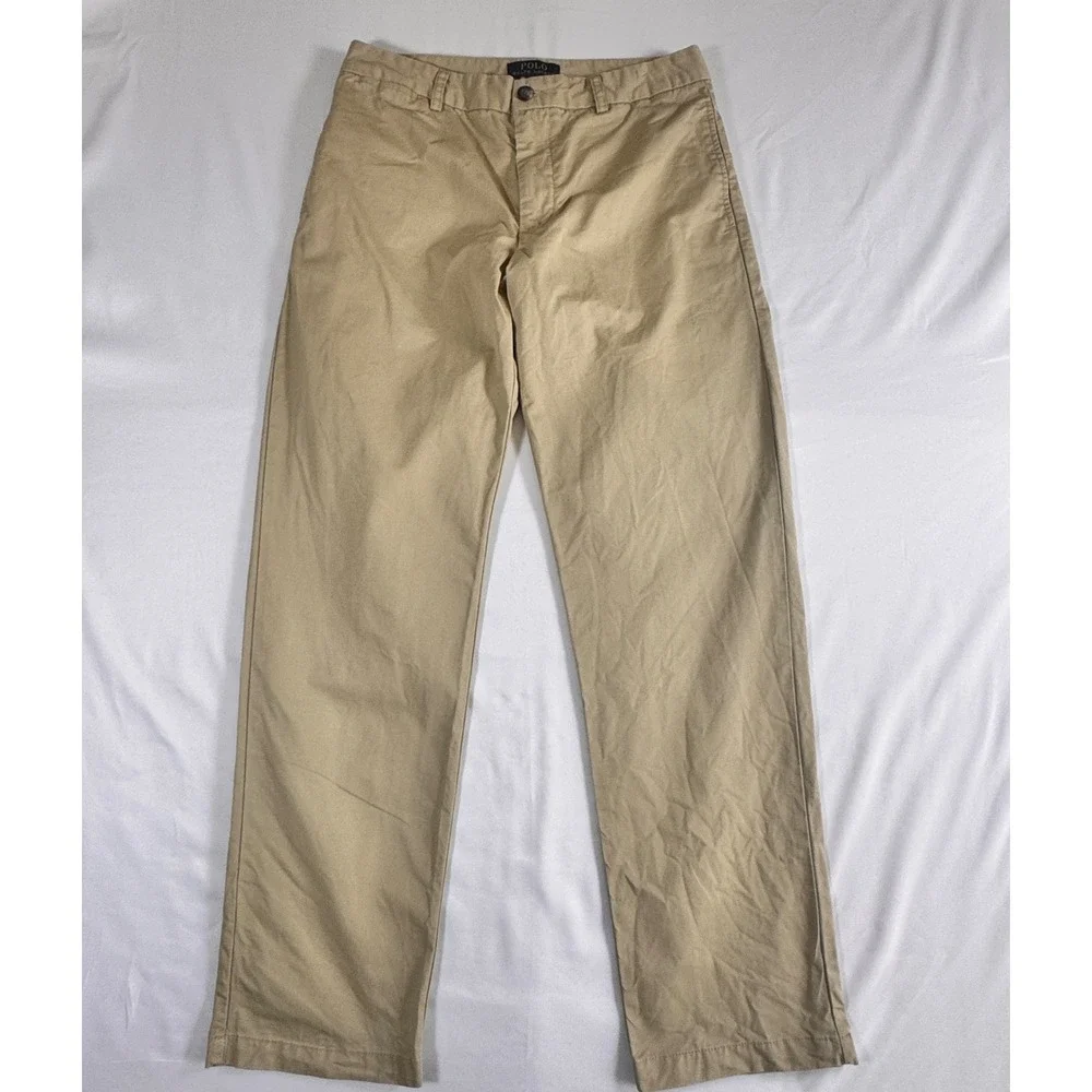 Polo Ralph Lauren Chino Pants Boys 16 Tan Khaki Straight Leg Cotton Twill 28x29